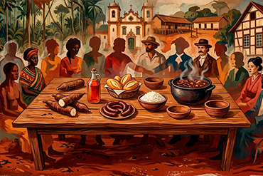 A mesa foi posta antes mesmo de haver mesa. Havia o chão de terra vermelha, havia o rio largo, havia o silêncio imenso que só os pássaros e os insetos sabiam preencher com competência.