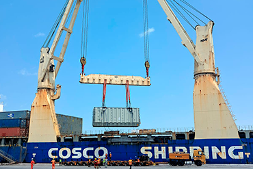 Sócia da CBPCE, NML Tankers recebe primeiro navio com cargas de projeto para atender ao megaprojeto Graça Aranha.